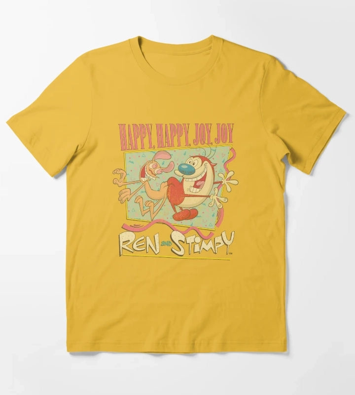 Ren and Stimpy Happy Happy Joy Joy Retro T-Shirt Yellow