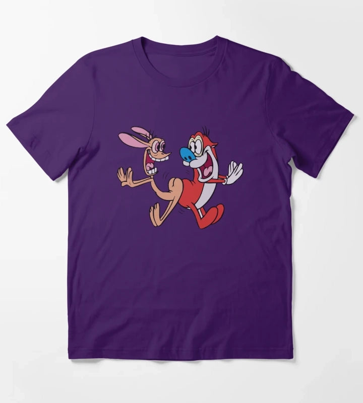 Ren and Stimpy Happy Jumping Butt Bump T-Shirt Purple