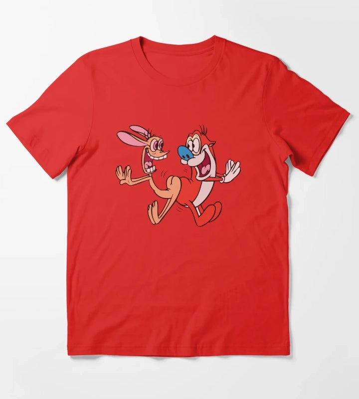 Ren and Stimpy Happy Jumping Butt Bump T-Shirt Red