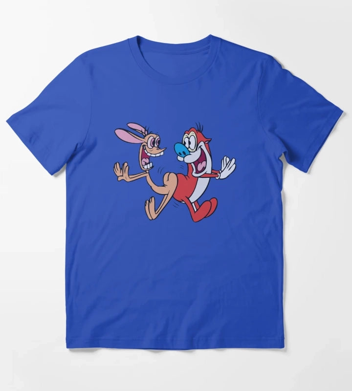 Ren and Stimpy Happy Jumping Butt Bump T-Shirt Blue