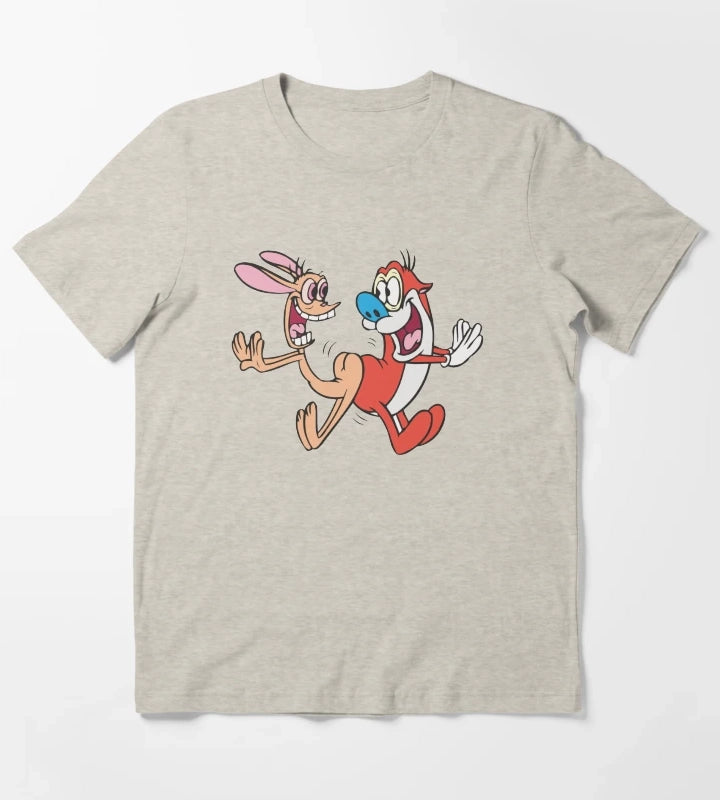 Ren and Stimpy Happy Jumping Butt Bump T-Shirt Cream