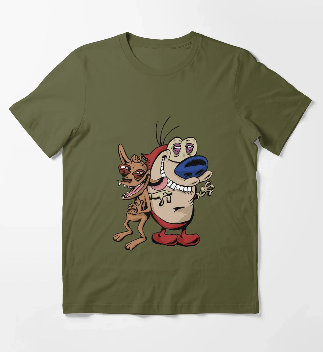 Ren and Stimpy T-Shirt Olive Green