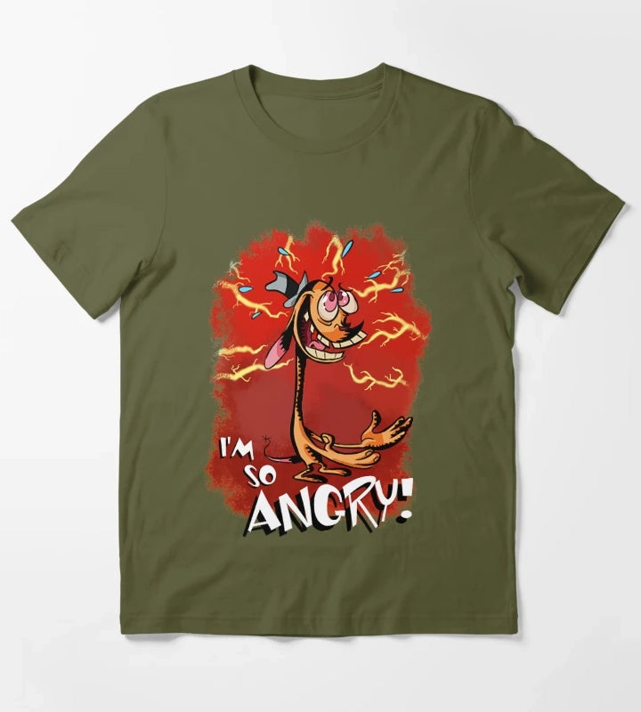 Ren is so Angry T-Shirt Olive Green