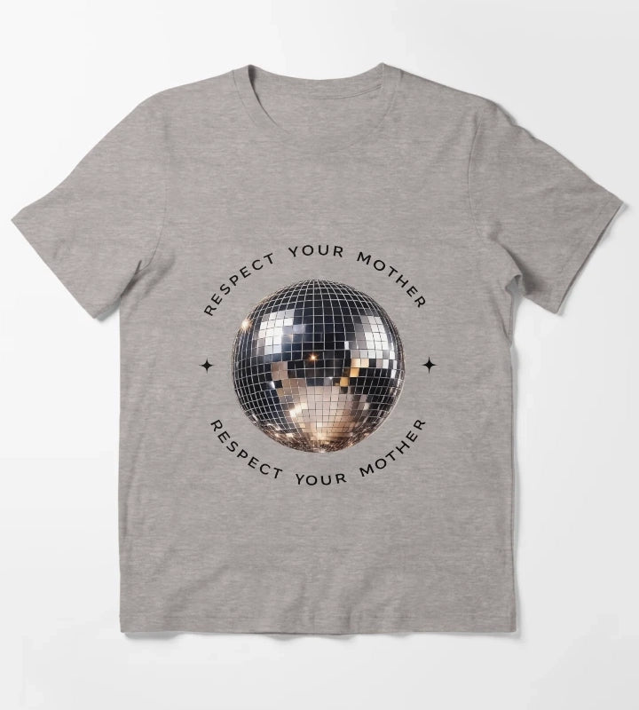 Respect Your Mother Shirt Disco Ball TShirt Vintage Party T-Shirt Heather Grey