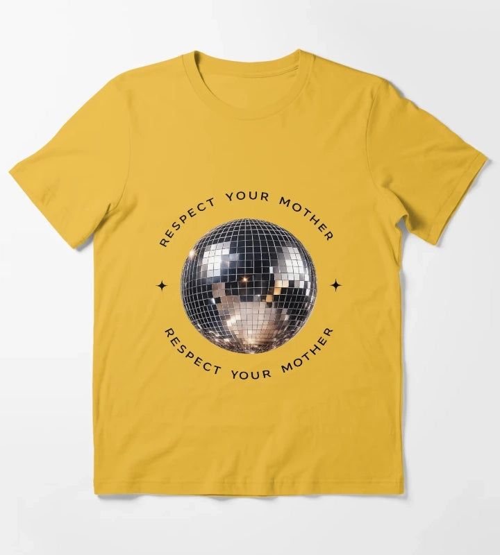 Respect Your Mother Shirt Disco Ball TShirt Vintage Party T-Shirt Yellow