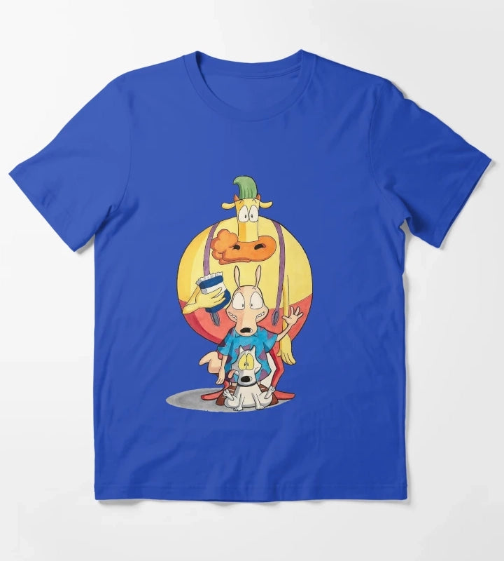 Retro 90s Wallaby and Friends Classic Cartoon Art T-Shirt Blue