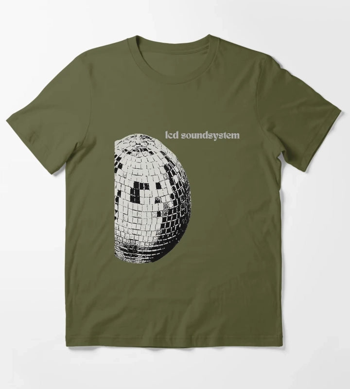 Retro Ball Text Graphic Style T-Shirt Olive Green