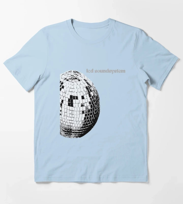 Retro Ball Text Graphic Style T-Shirt Sky Blue