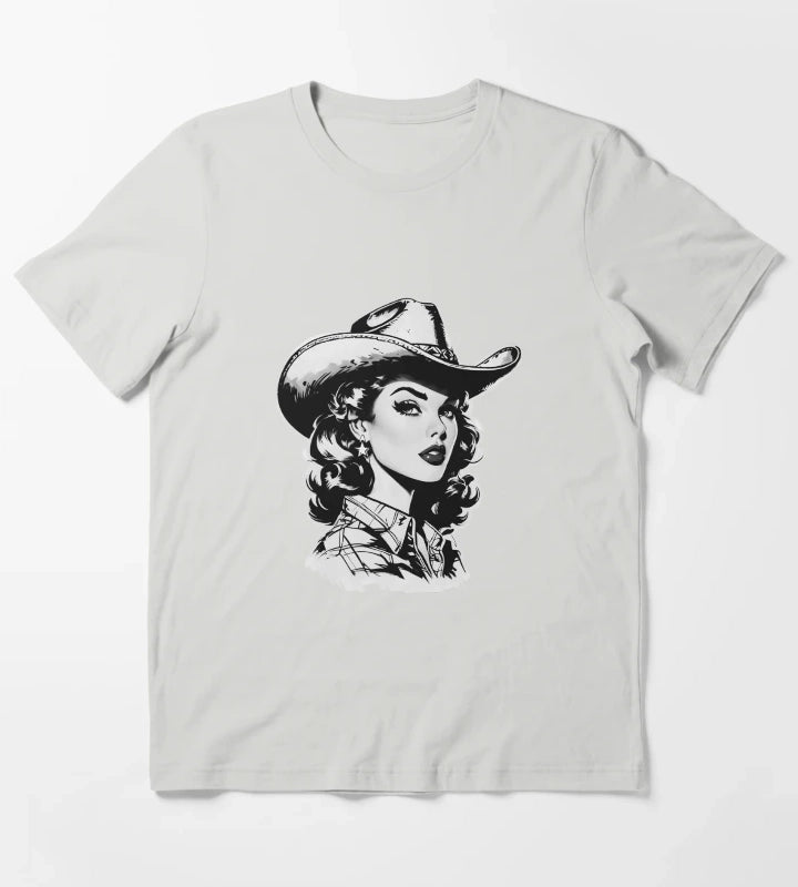 Retro Cowgirl Western design T-Shirt Light Grey