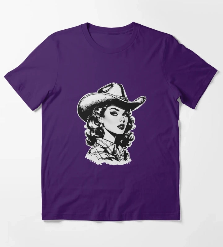 Retro Cowgirl Western design T-Shirt Purple