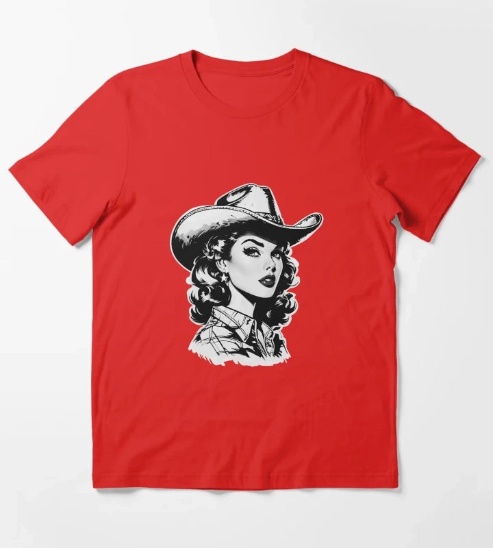 Retro Cowgirl Western design T-Shirt Red