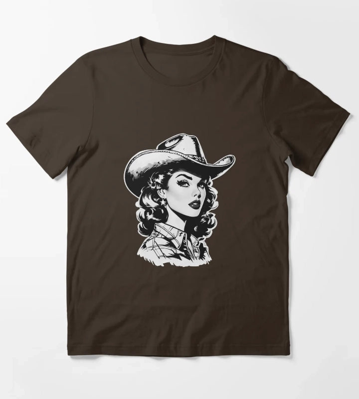 Retro Cowgirl Western design T-Shirt Brown
