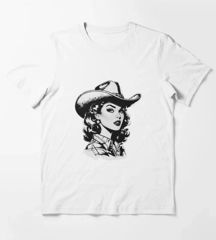 Retro Cowgirl Western design T-Shirt White