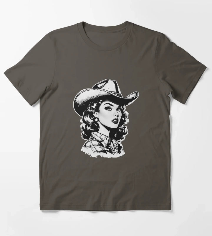 Retro Cowgirl Western design T-Shirt Dark Grey