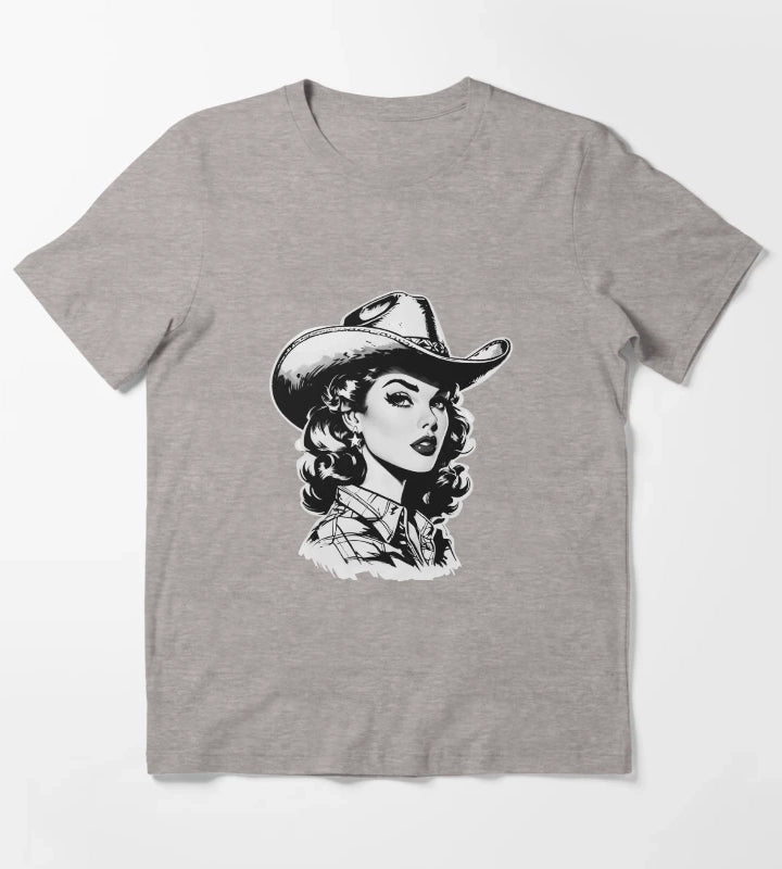 Retro Cowgirl Western design T-Shirt Heather Grey