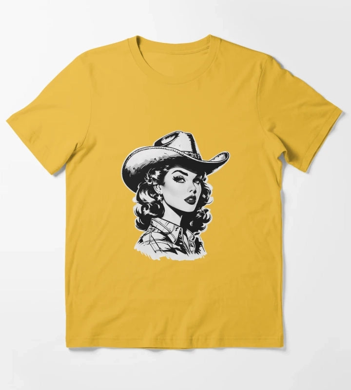 Retro Cowgirl Western design T-Shirt Yellow