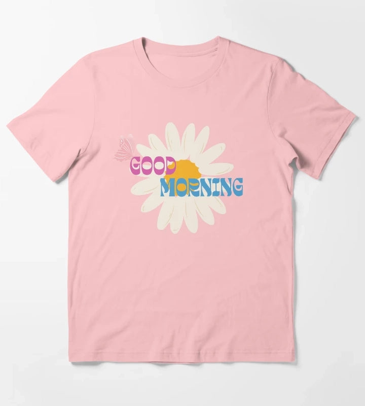 Retro Daisy Good Morning Butterfly Graphic T-Shirt Dark Grey