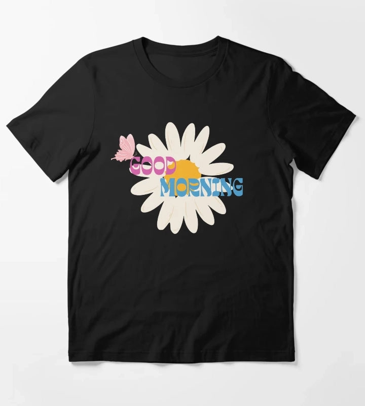 Retro Daisy Good Morning Butterfly Graphic T-Shirt
