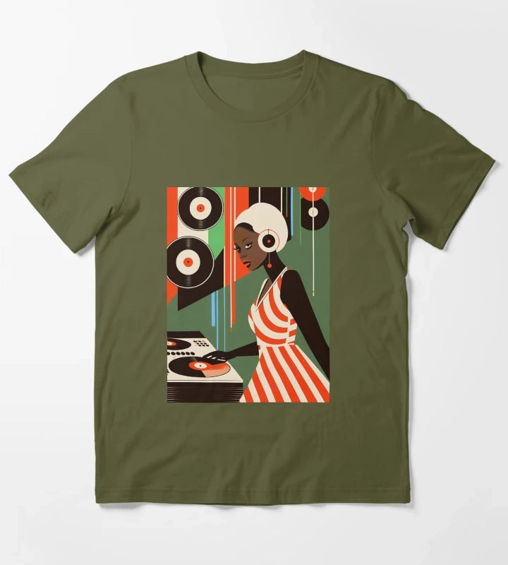 Retro Disco party T-Shirt Olive Green