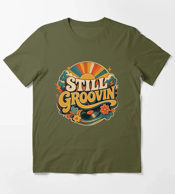 Retro Groove T-Shirt Olive Green