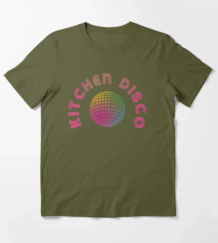 Retro Kitchen Disco Ball T-Shirt Olive Green