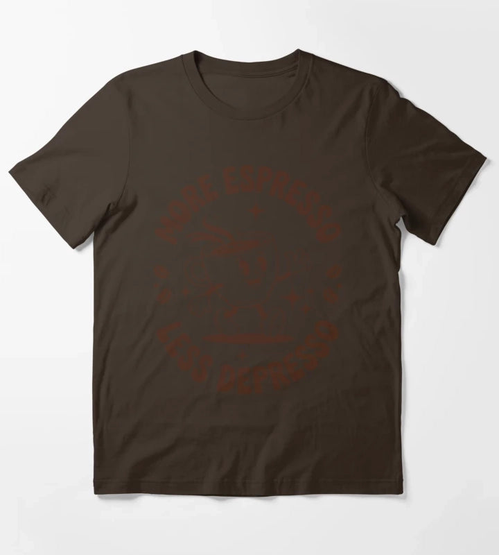Retro More Espresso Less Depresso Coffeeholic T-Shirt Brown