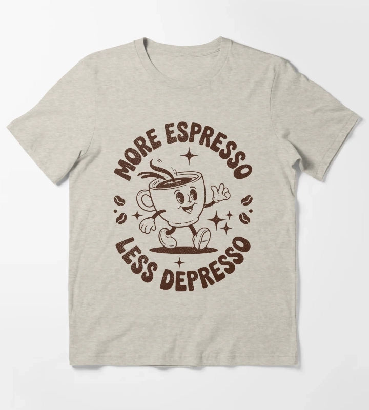 Retro More Espresso Less Depresso Coffeeholic T-Shirt Cream