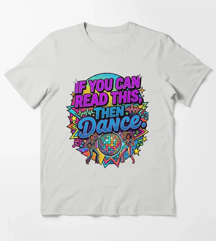 Retro Neon Disco Ball Dance Party Graphic Design T-Shirt Light Grey
