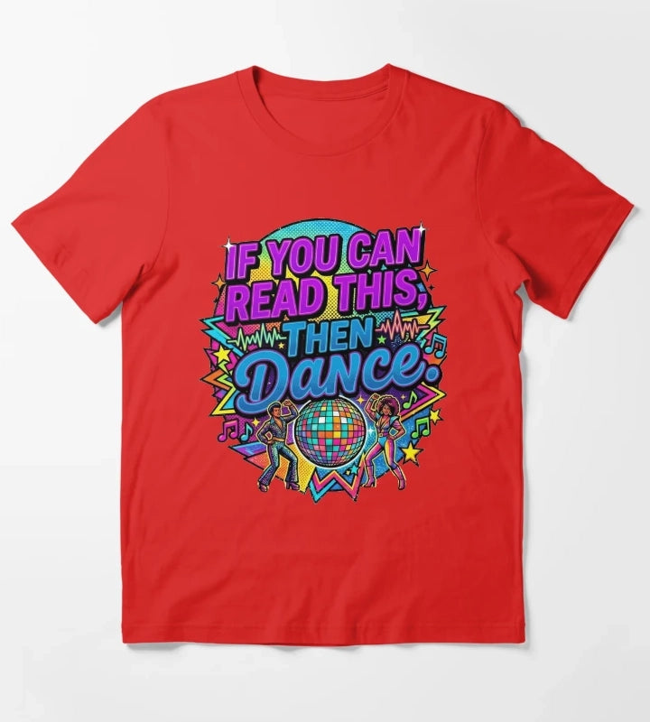 Retro Neon Disco Ball Dance Party Graphic Design T-Shirt Red