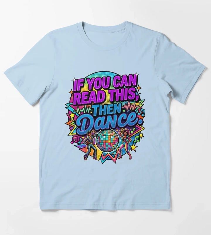 Retro Neon Disco Ball Dance Party Graphic Design T-Shirt Sky Blue