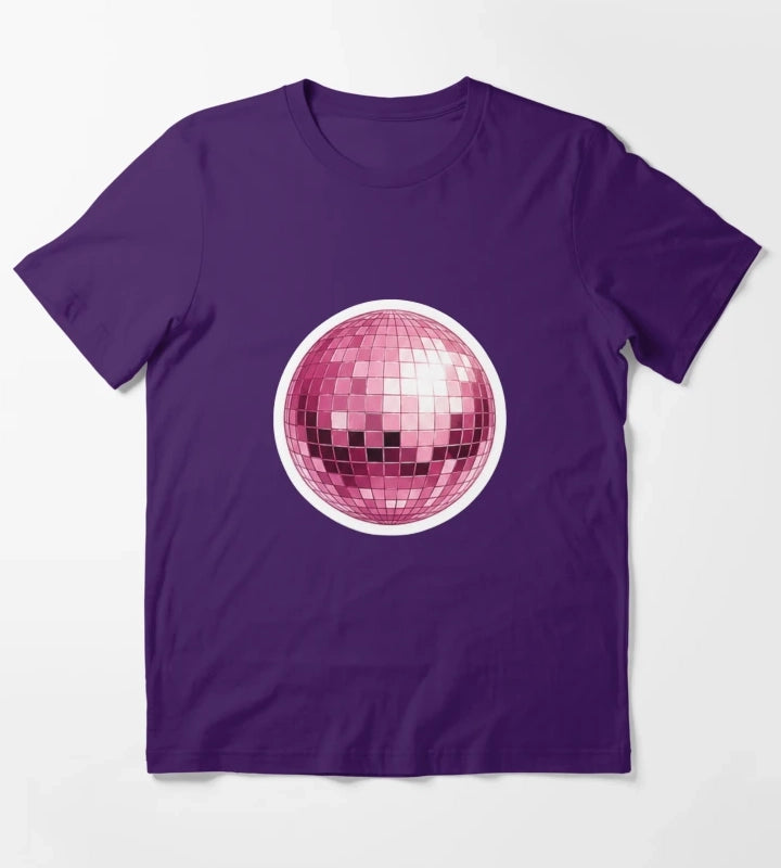 Retro Pink Smiley Disco Ball T-Shirt Purple