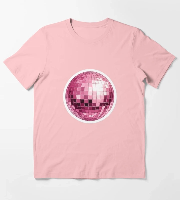 Retro Pink Smiley Disco Ball T-Shirt Dark Grey