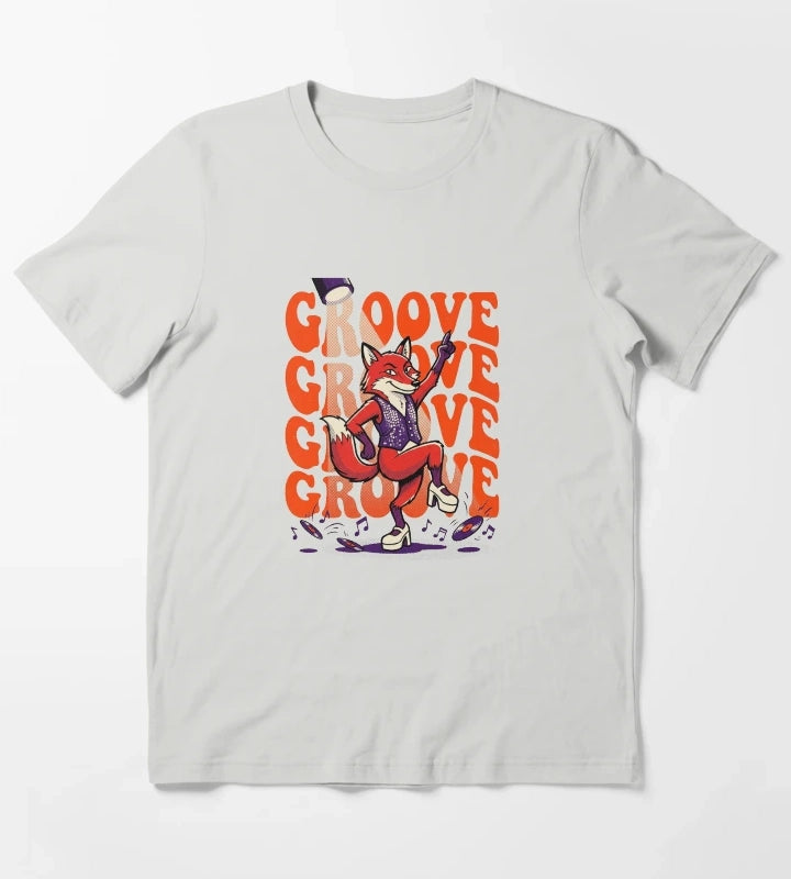 Retro Pop Art Dancing Fox Disco Groove T-Shirt Light Grey