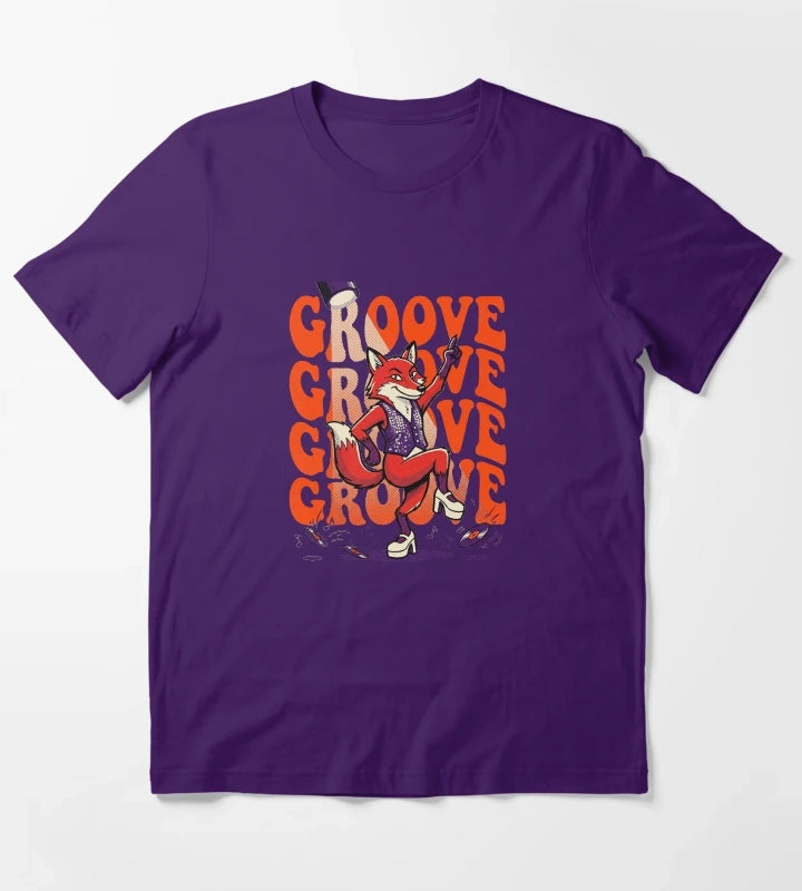 Retro Pop Art Dancing Fox Disco Groove T-Shirt Purple