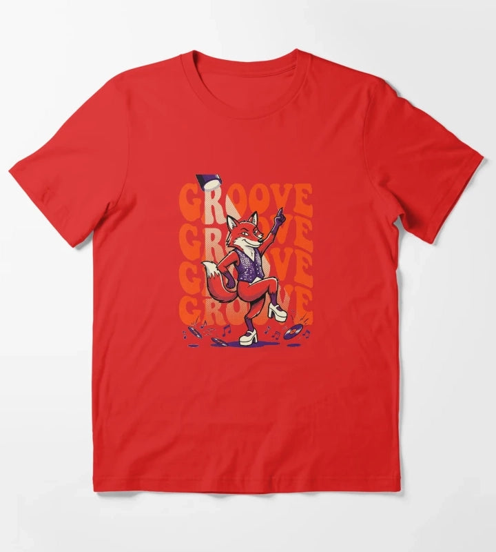 Retro Pop Art Dancing Fox Disco Groove T-Shirt Red