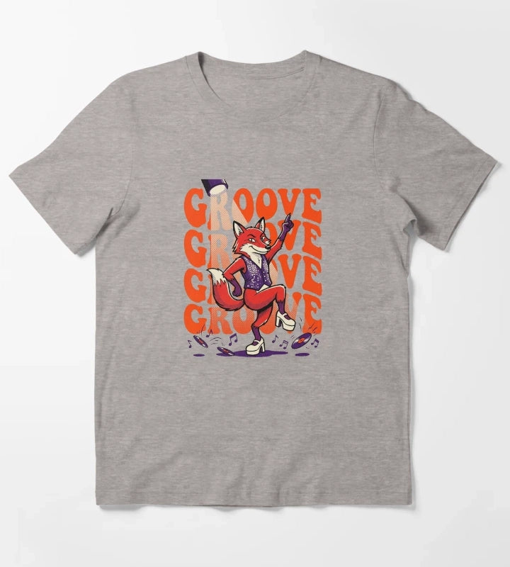 Retro Pop Art Dancing Fox Disco Groove T-Shirt Heather Grey