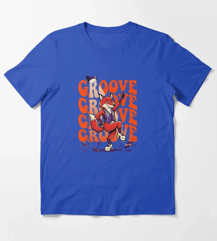 Retro Pop Art Dancing Fox Disco Groove T-Shirt Blue