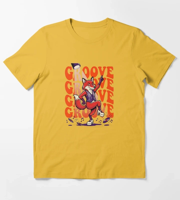 Retro Pop Art Dancing Fox Disco Groove T-Shirt Yellow