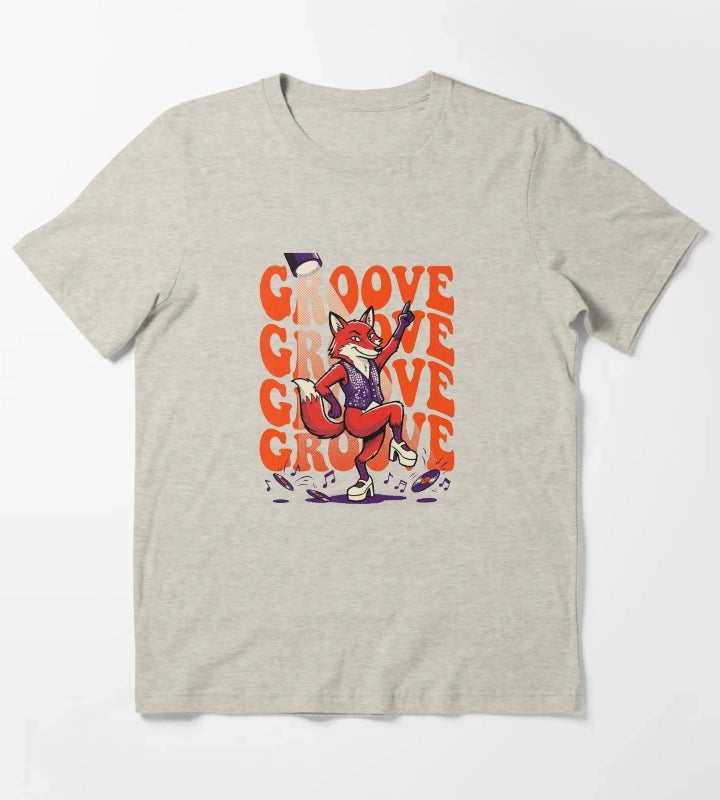Retro Pop Art Dancing Fox Disco Groove T-Shirt Cream
