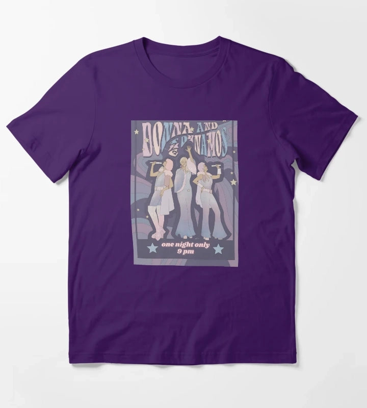 Retro Pop Group Show Advertisement Print T-Shirt Purple