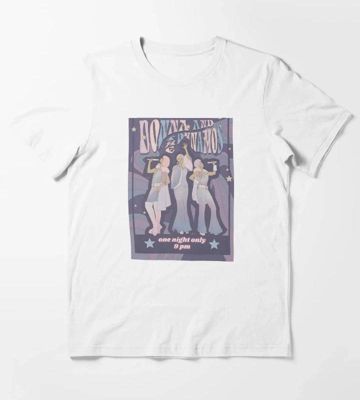 Retro Pop Group Show Advertisement Print T-Shirt White