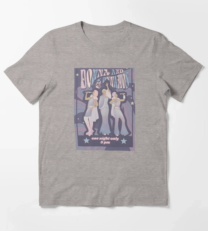 Retro Pop Group Show Advertisement Print T-Shirt Heather Grey
