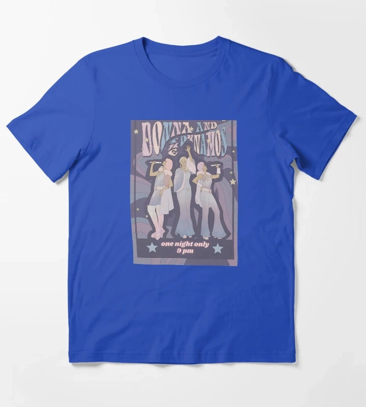 Retro Pop Group Show Advertisement Print T-Shirt Blue
