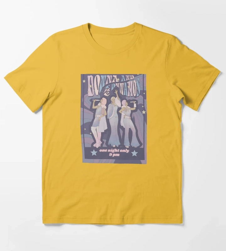 Retro Pop Group Show Advertisement Print T-Shirt Yellow