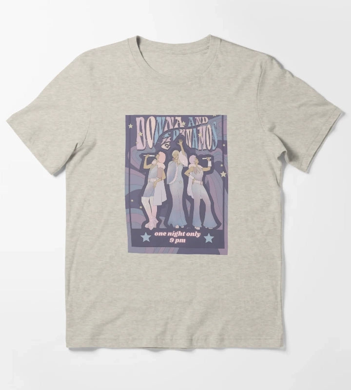 Retro Pop Group Show Advertisement Print T-Shirt Cream