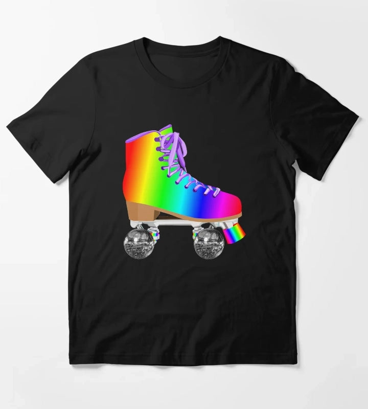 Retro Rainbow 70s Disco Roller Skates T-Shirt