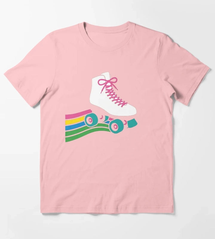 Retro Roller Skate Rainbow Track Vintage Disco T-Shirt Dark Grey
