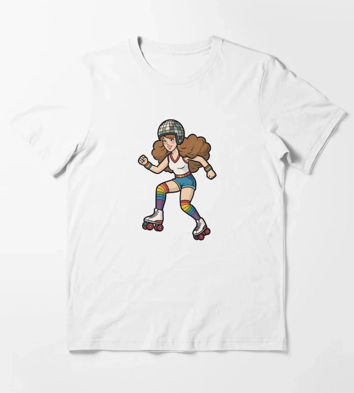 Retro Roller Skating Disco Girl Pride T-Shirt White