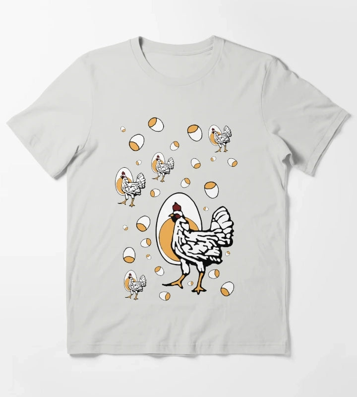 Retro Roseanne Chickens T-Shirt Light Grey