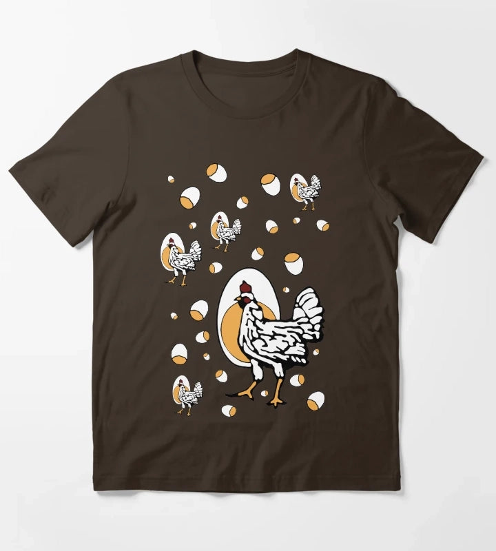 Retro Roseanne Chickens T-Shirt Brown
